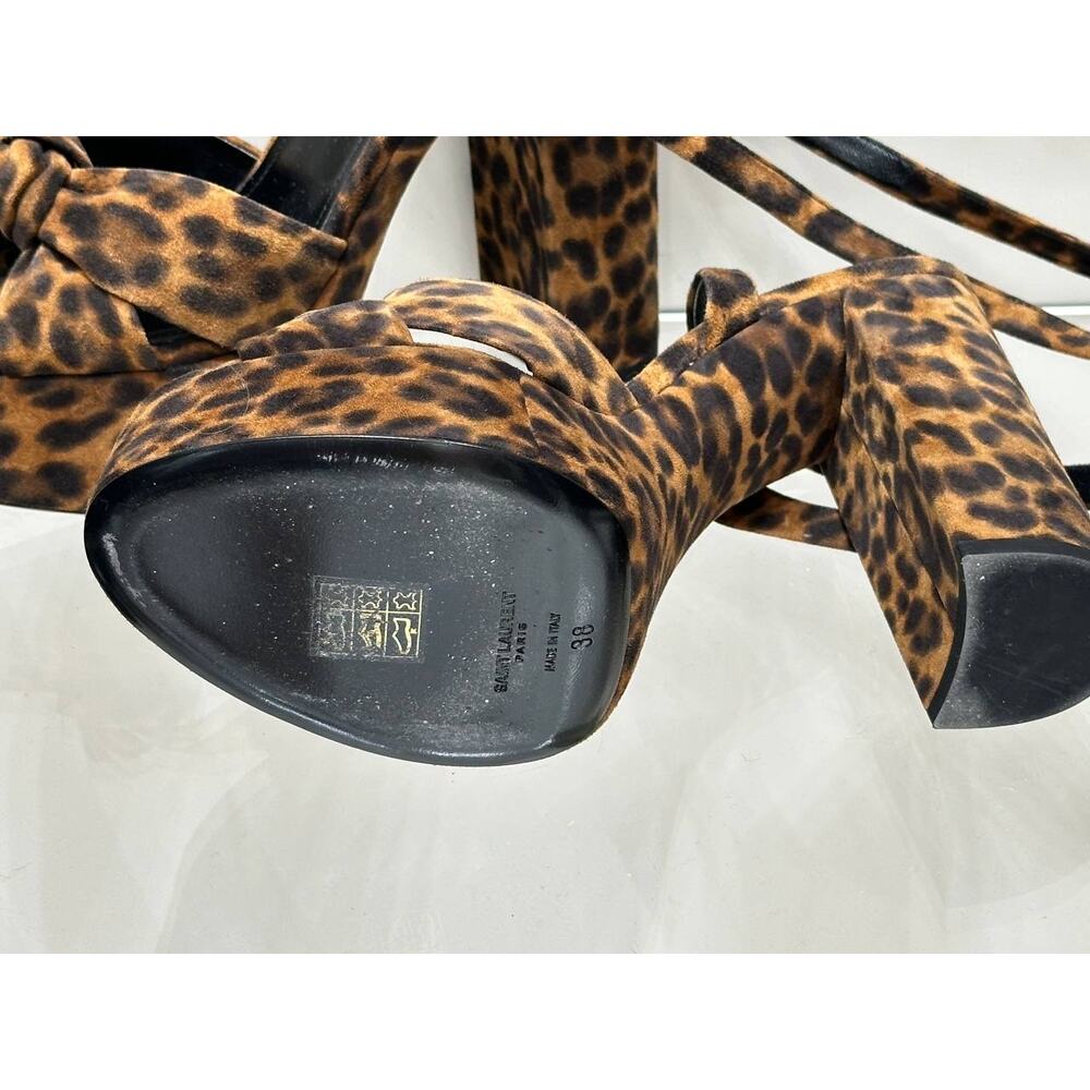 Saint Laurent Bianca Leopard Suede Platform Heels Sz.38 - Picture 9 of 9